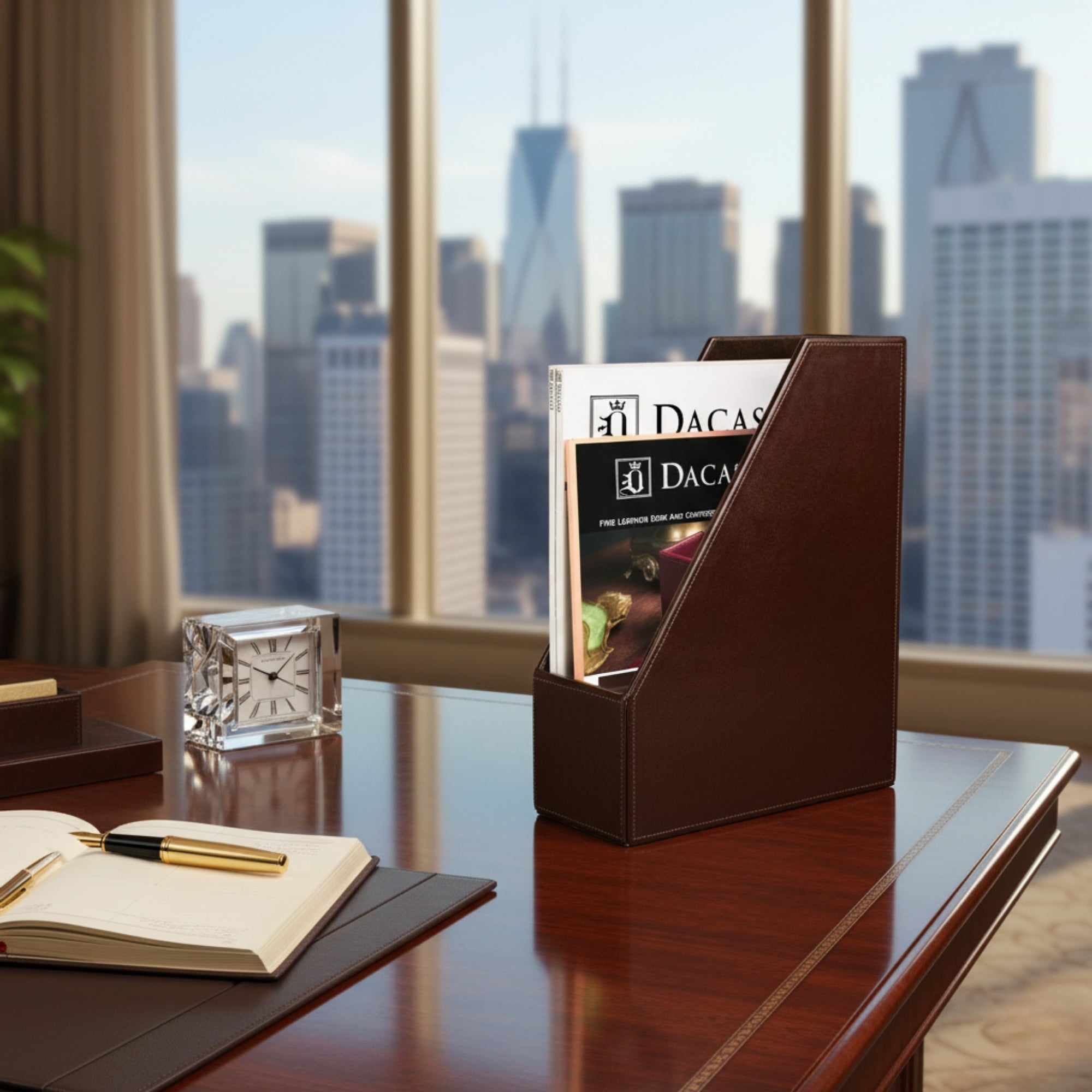 Dark Brown Bonded Leather Magazine Holder