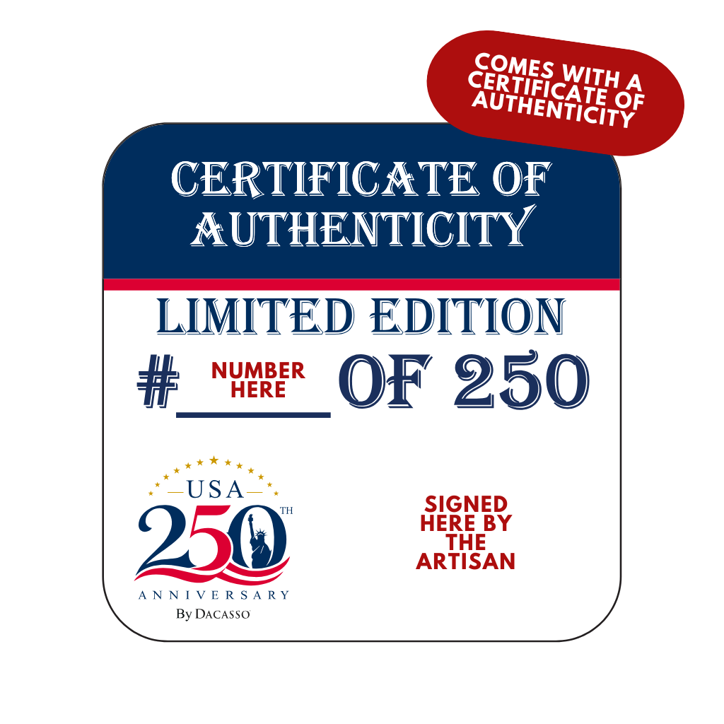 America 250 Limited Edition White Leather 4 Square Coaster Set with Holder | 250th Anniversary Collectible