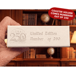 America 250 Limited Edition White Leather 4 Square Coaster Set with Holder | 250th Anniversary Collectible