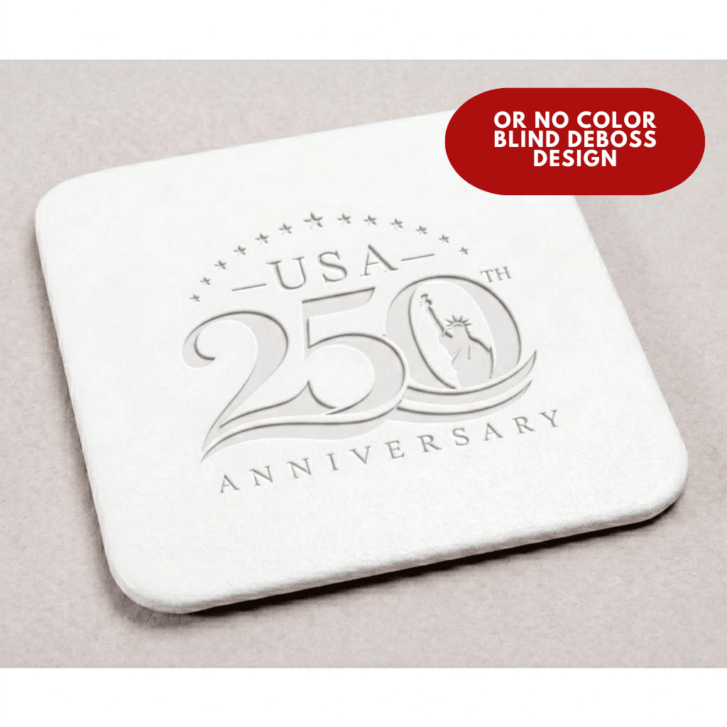 America 250 Limited Edition White Leather 4 Square Coaster Set with Holder | 250th Anniversary Collectible
