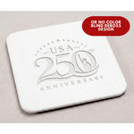 America 250 Limited Edition White Leather 4 Square Coaster Set with Holder | 250th Anniversary Collectible