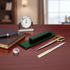 Dark Green Leather Library Set With Gold Hardware