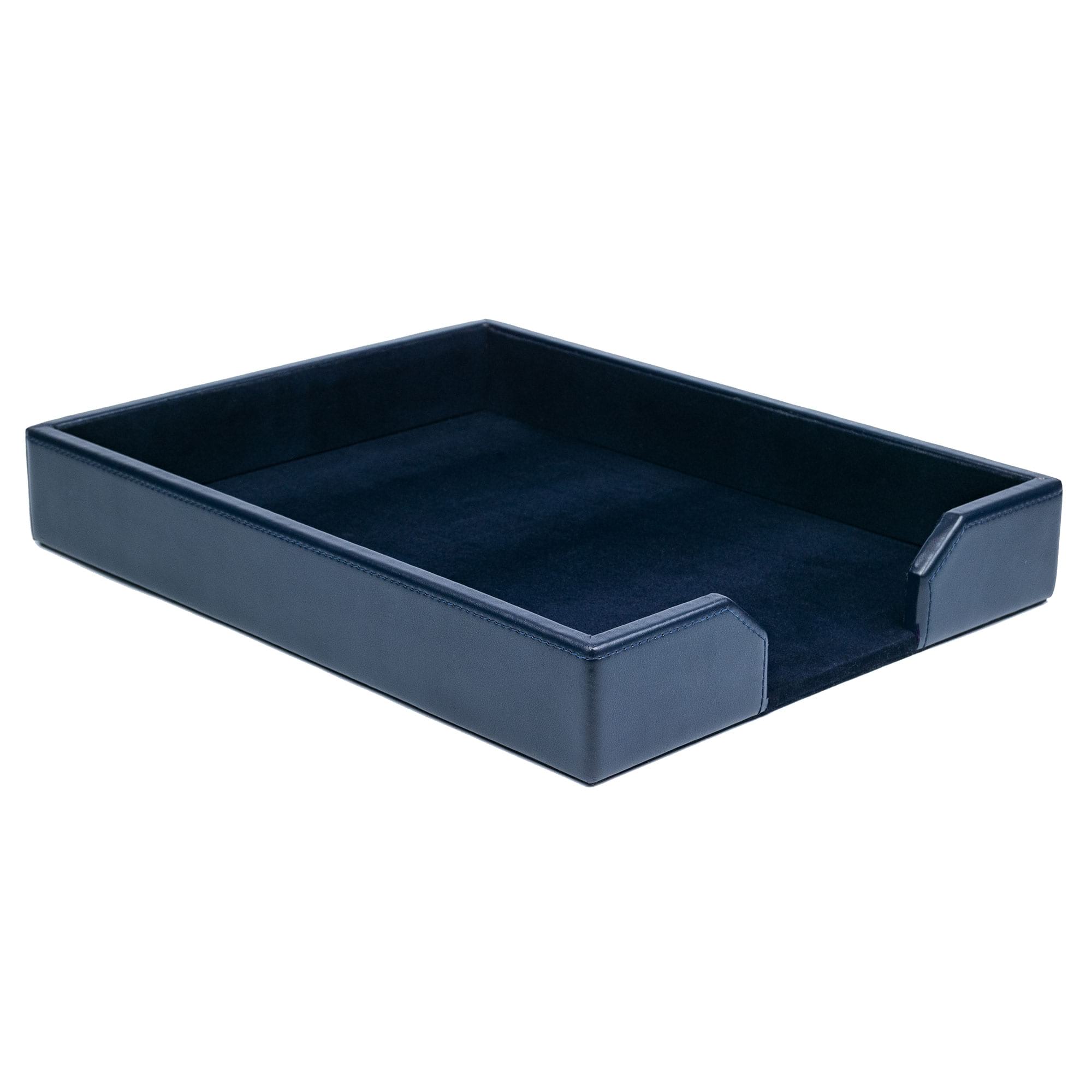 Navy Blue Bonded Leather Letter Tray