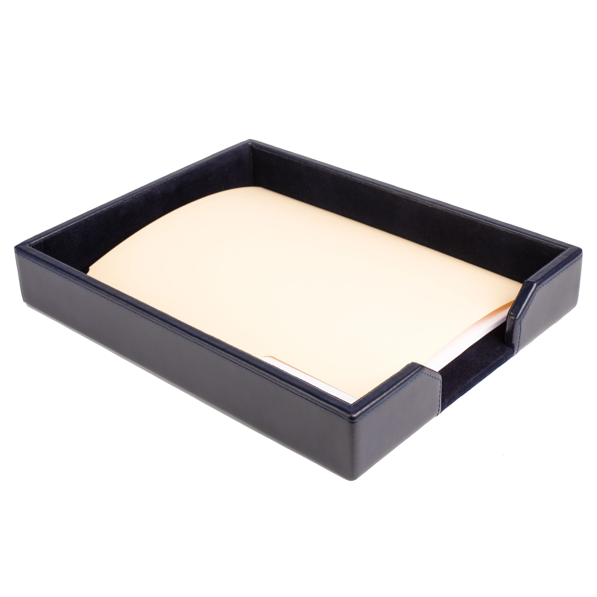 Navy Blue Bonded Leather Letter Tray