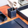 Navy Blue Bonded Leather Pencil Cup