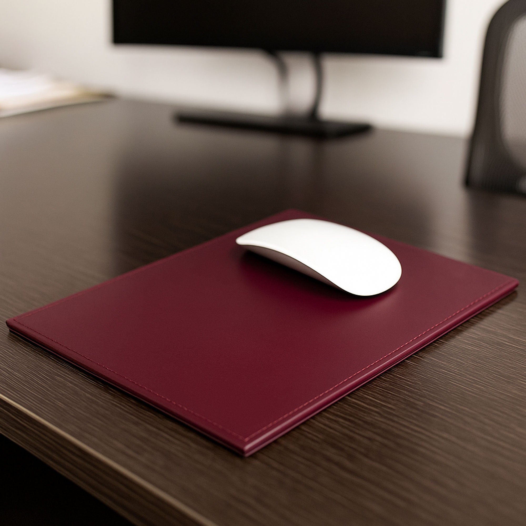 Burgundy Bonded Leather Mouse Pad