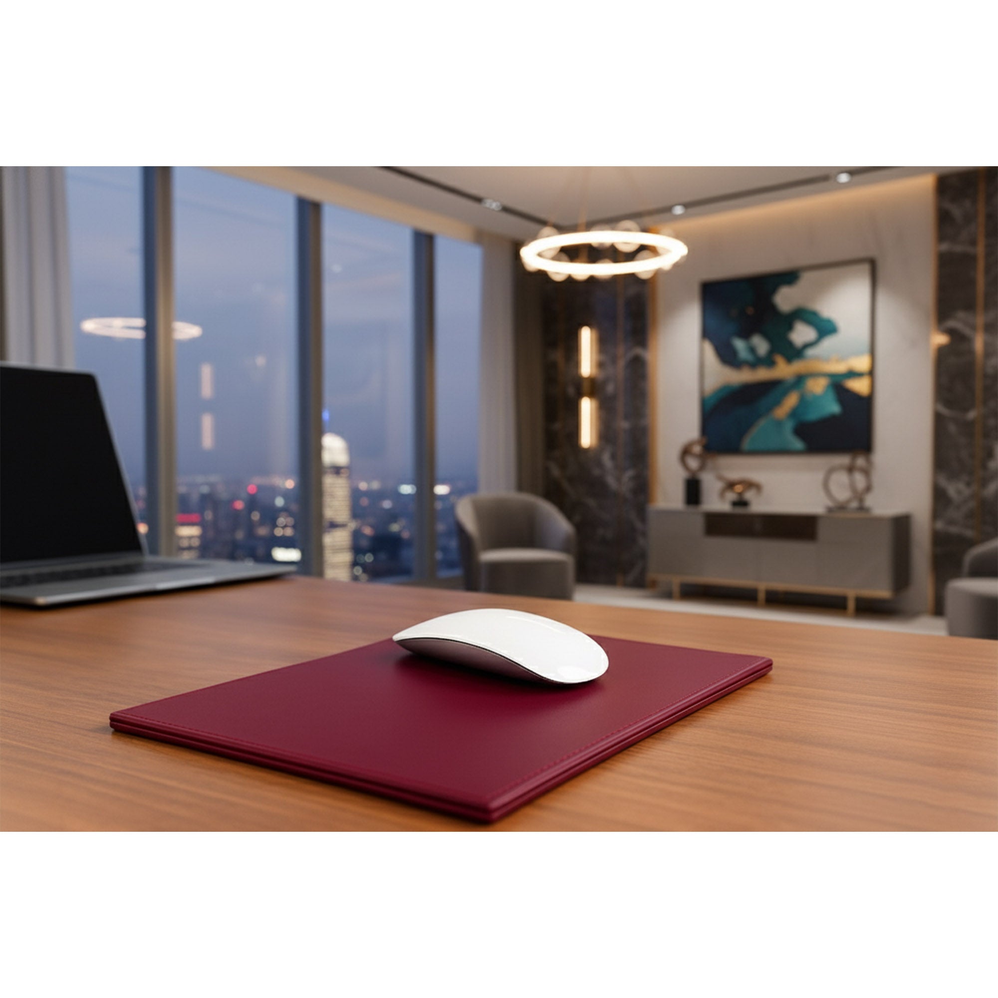 Burgundy Bonded Leather Mouse Pad