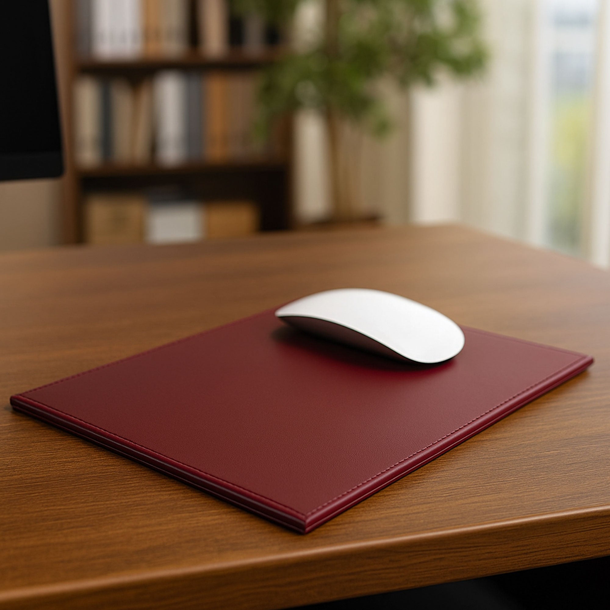 Burgundy Bonded Leather Mouse Pad