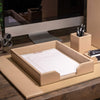 White Latte Bonded Leather Letter Tray