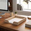 White Latte Bonded Leather Letter Tray