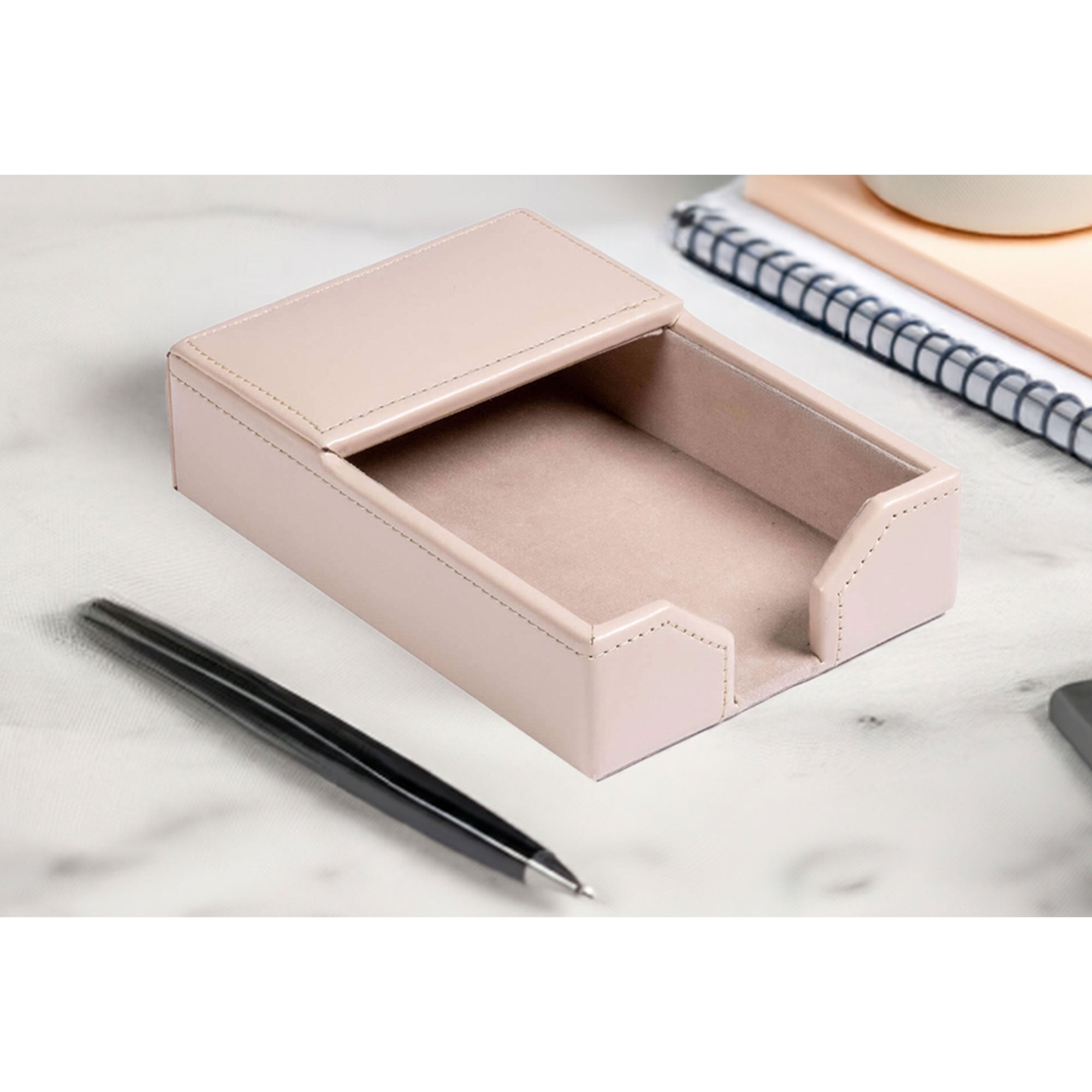 White Latte Bonded Leather Memo Holder