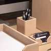 White Latte Bonded Leather Pencil Cup