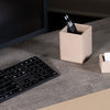 White Latte Bonded Leather Pencil Cup