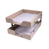 White Latte Bonded Leather Letter Trays, Stacking Set, Silver