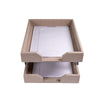 White Latte Bonded Leather Letter Trays, Stacking Set, Silver