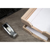 White Latte Bonded Leather Letter Trays, Stacking Set, Silver