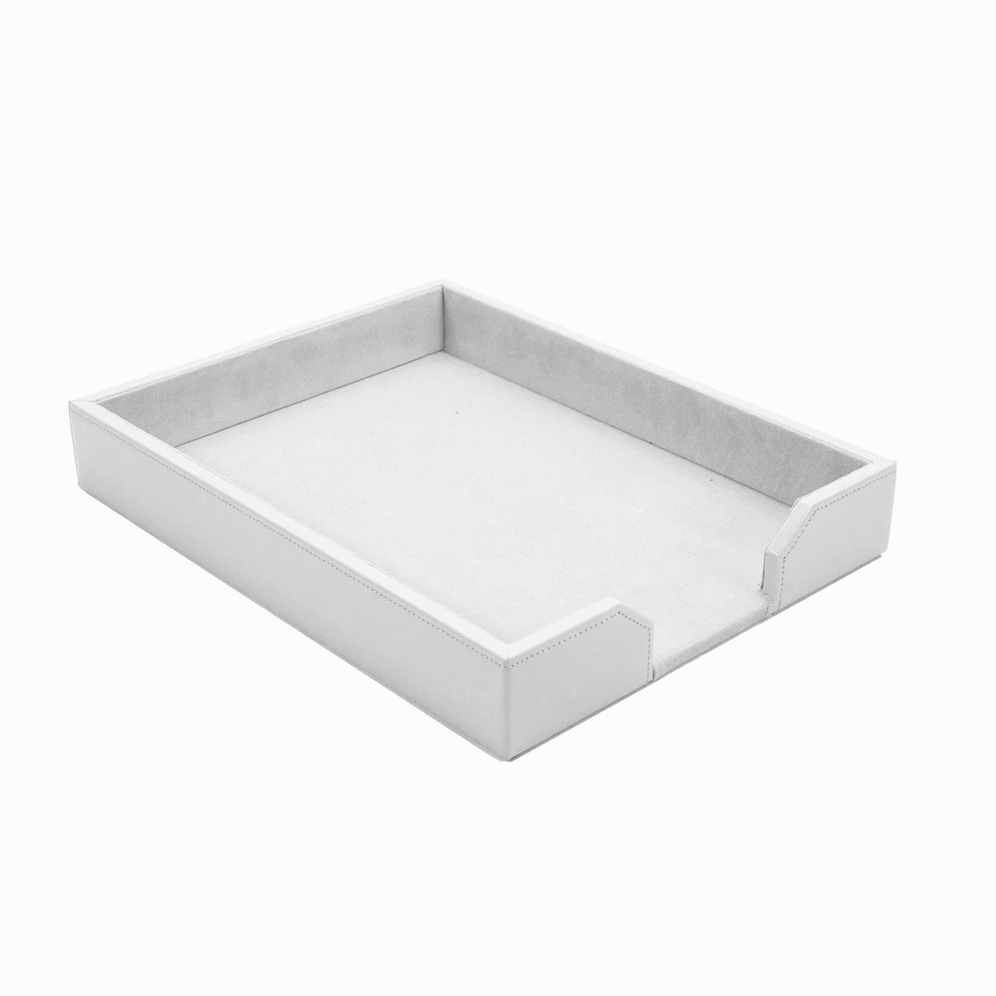 White Bonded Leather Letter Tray