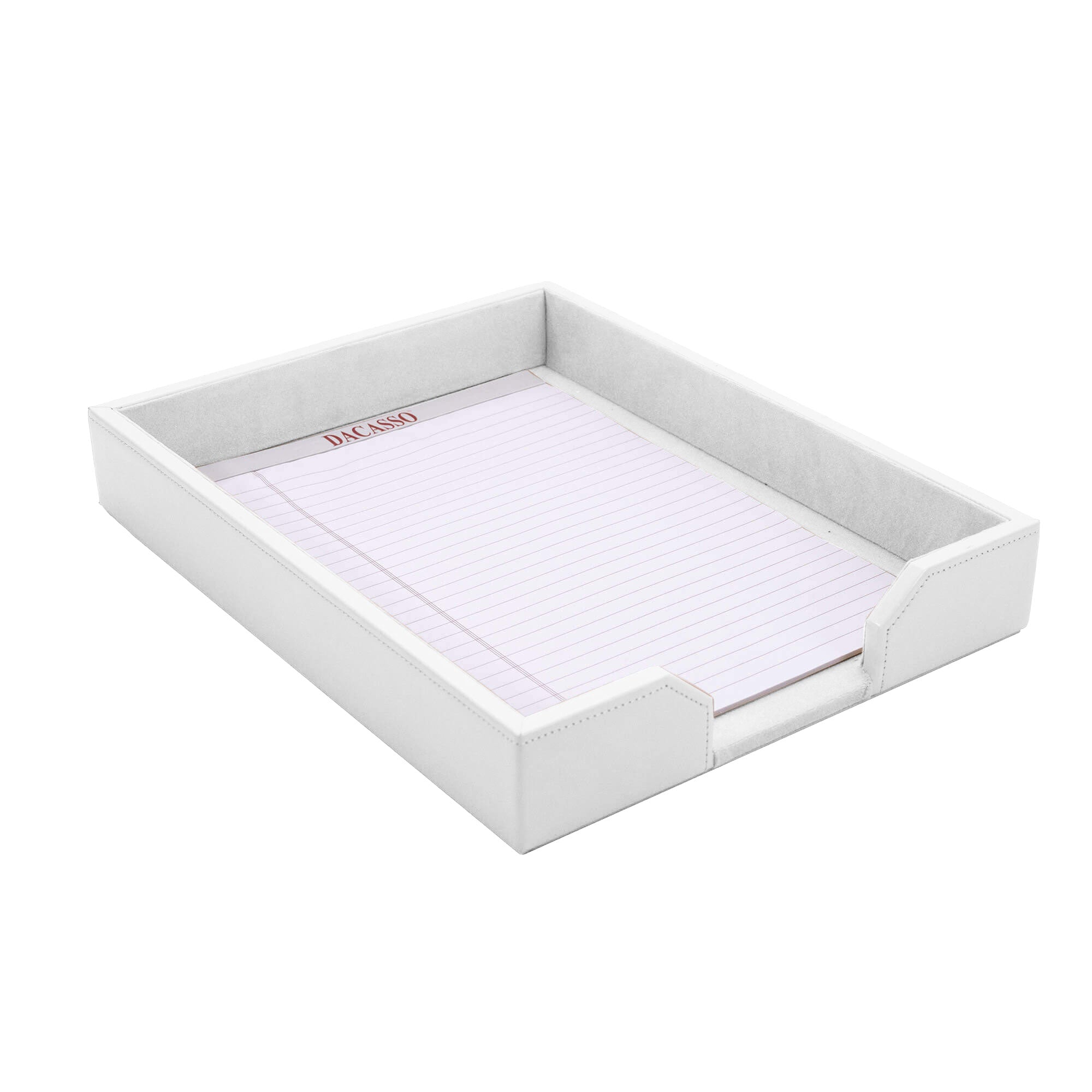 White Bonded Leather Letter Tray