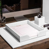 White Bonded Leather Letter Tray