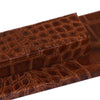 Protacini Cognac Brown Italian Crocodile Leather Library Set - Silver