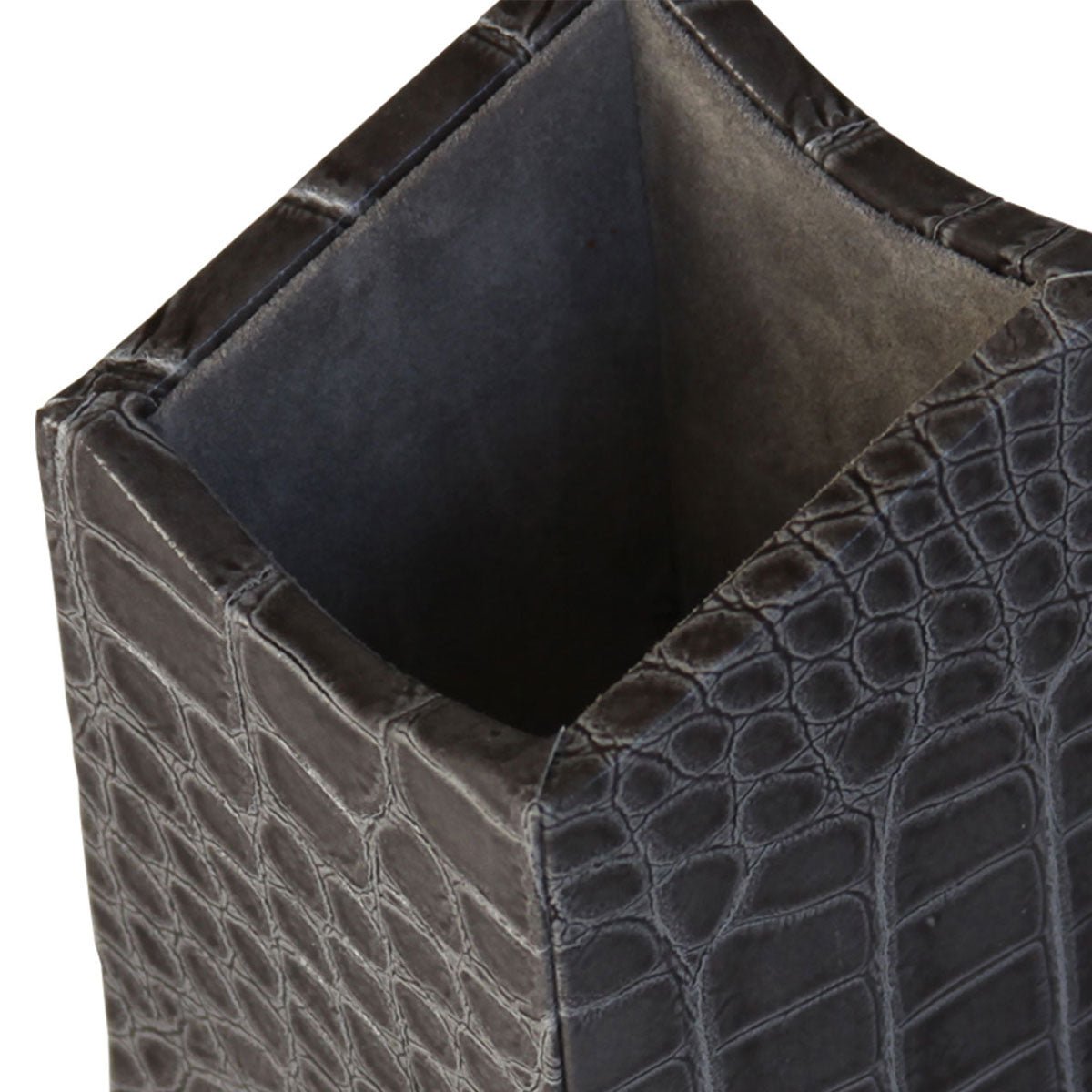 Protacini Castlerock Gray Italian Crocodile Leather Pencil Cup