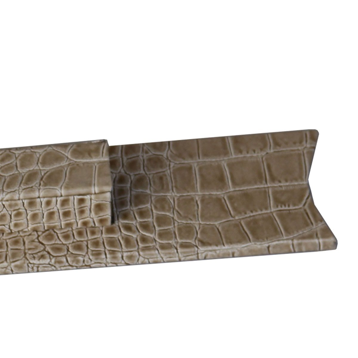 Protacini Breeze Beige Italian Crocodile Leather Library Set - Silver