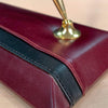 Burgundy Leather with Black Trim Double Pen Stand