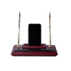 Mahogany (Rosewood) & Black Leather Pen Stand with Cell Phone Holder
