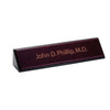 Mahogany (Rosewood) & Black Leather Name Plate