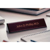 Mahogany (Rosewood) & Black Leather Name Plate