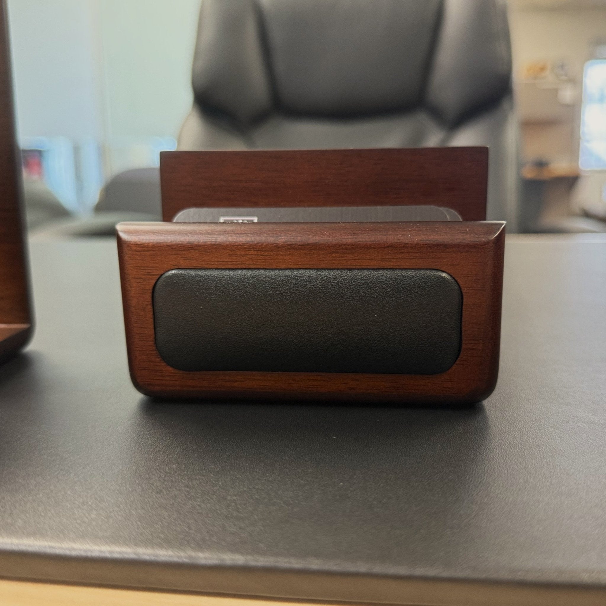 Espresso and Black Leather 5-piece Desk Set with 38 x 24 Desk Pad