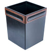 Walnut & Black Leather Waste Basket, 14 Qt