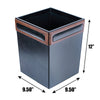 Walnut & Black Leather Waste Basket, 14 Qt