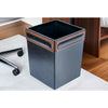 Walnut & Black Leather Waste Basket, 14 Qt