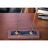 Walnut & Leather Double Pen Stand