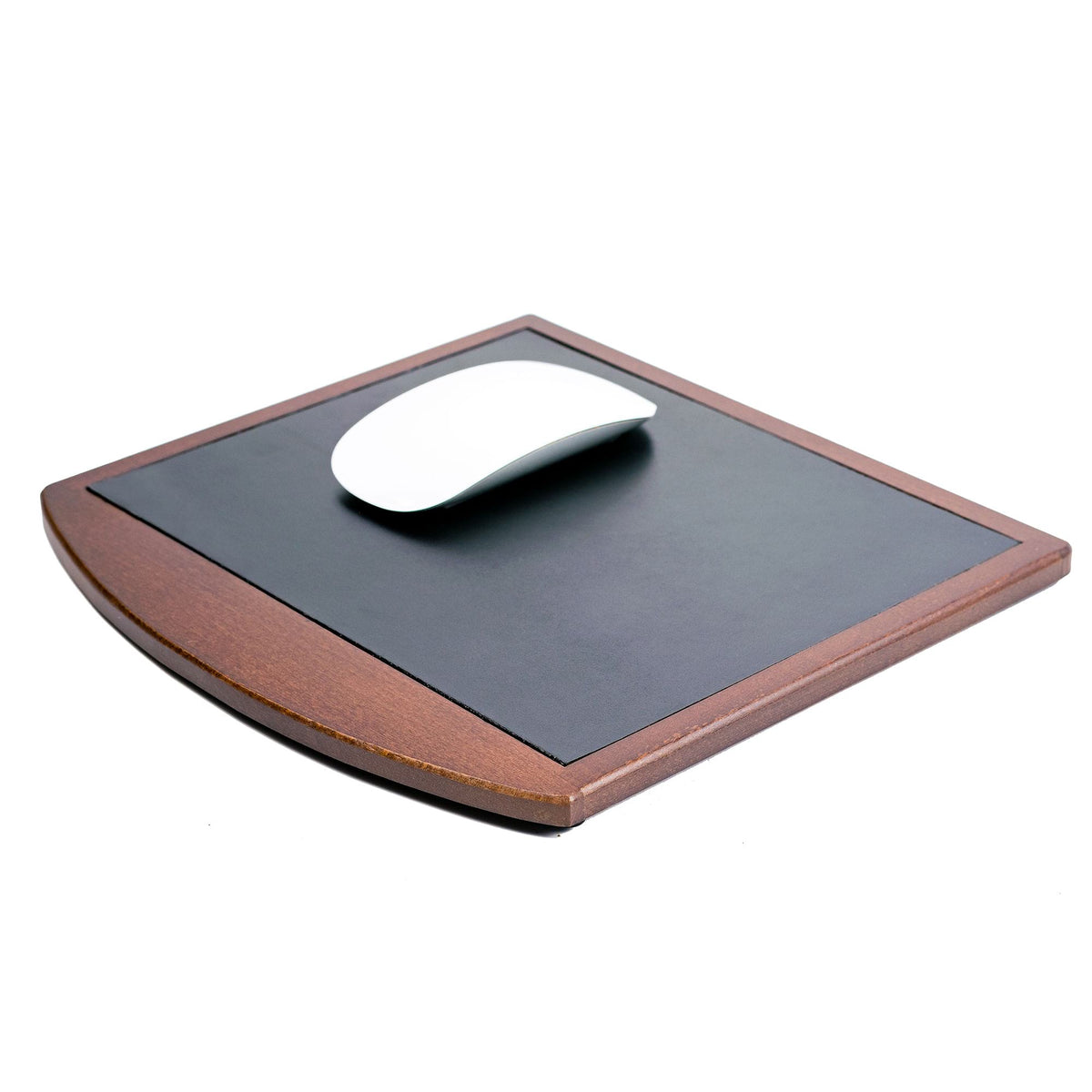 Walnut & Black Leather Mouse Pad