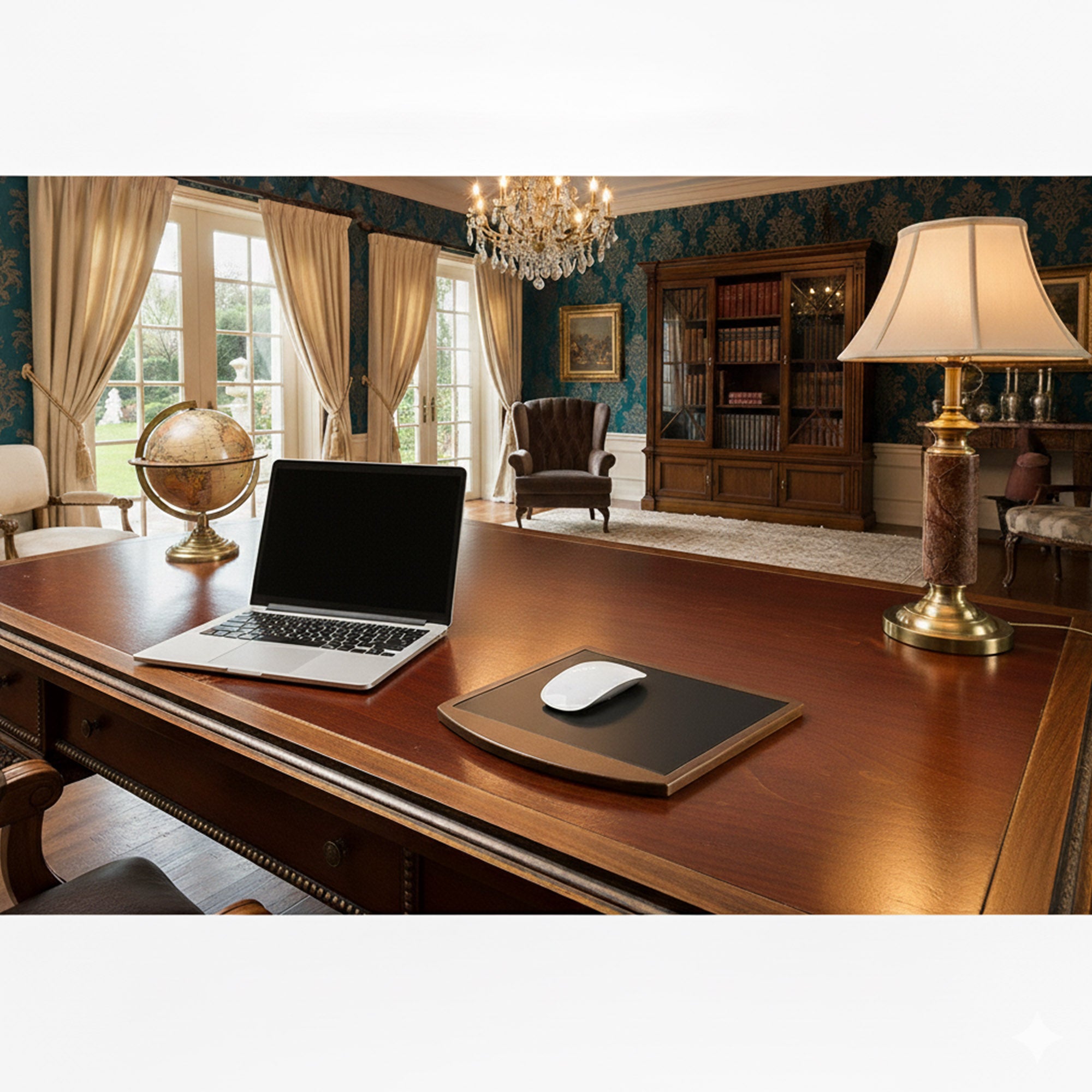 Walnut & Black Leather Mouse Pad