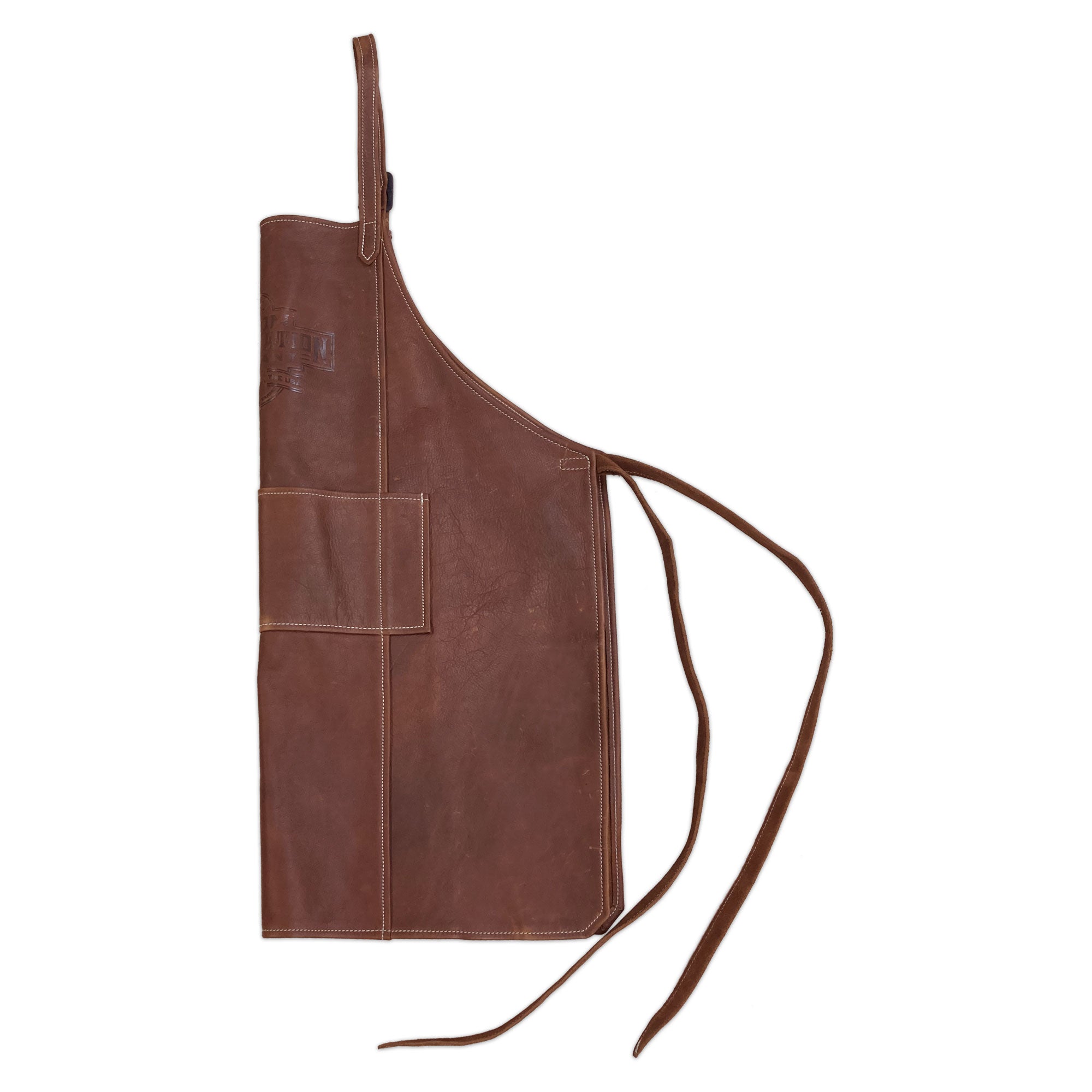 Brown leather apron on a white background