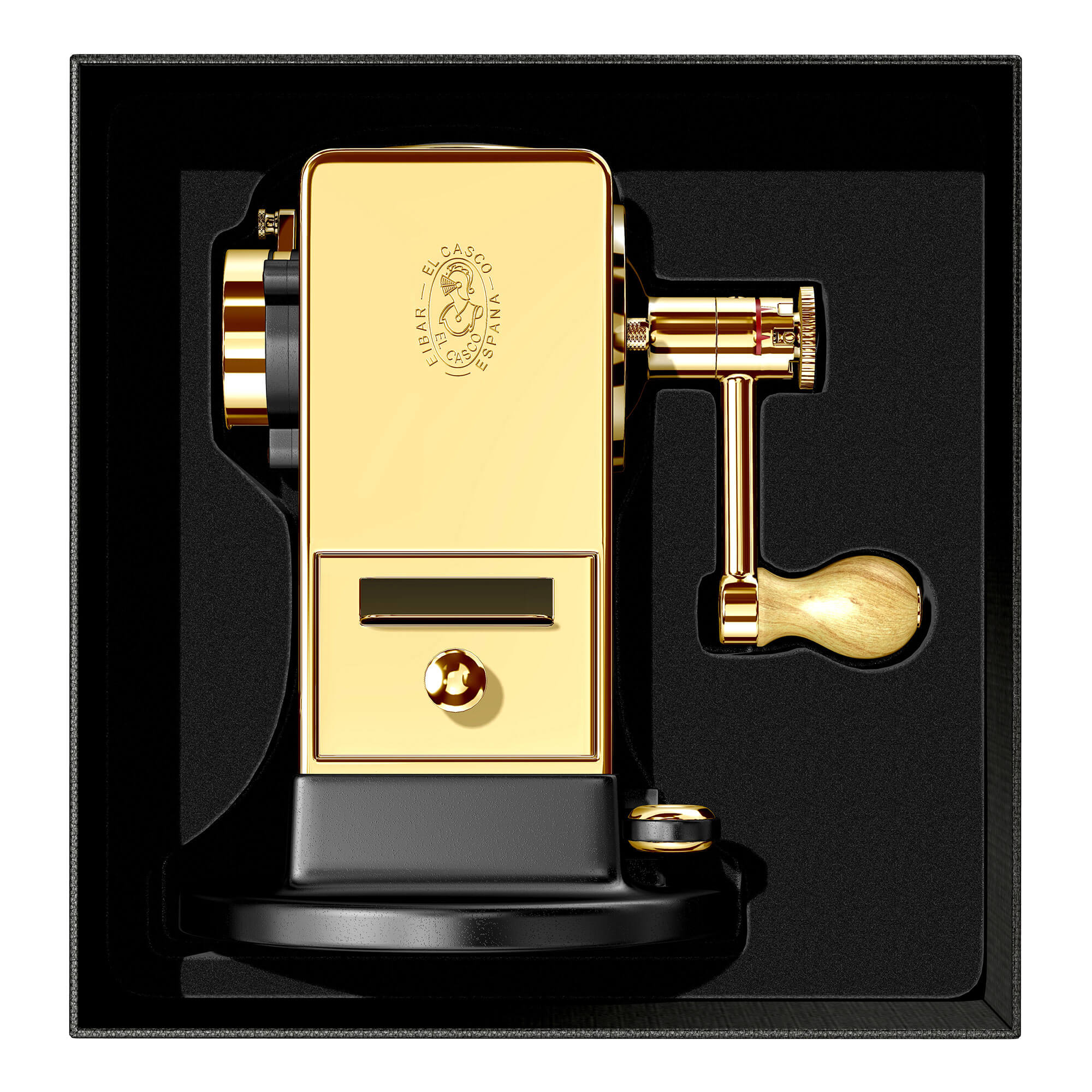 El Casco 23 Kt Gold And Black Pencil Sharpener With Base /side Load