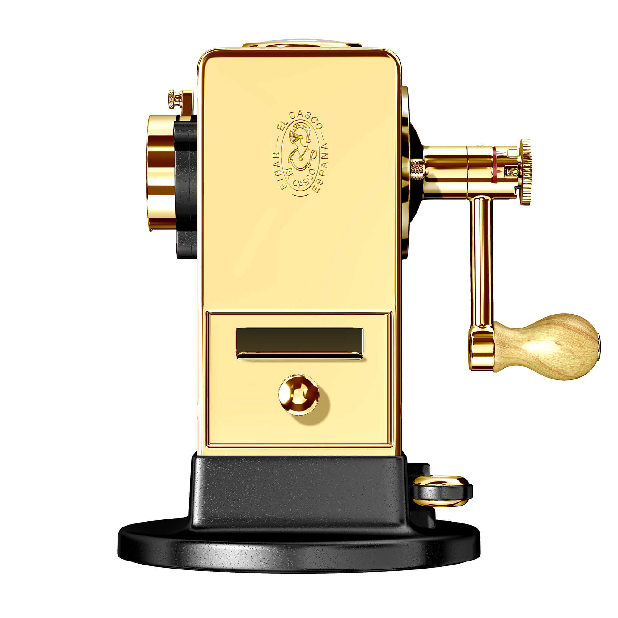 El Casco 23 Kt Gold And Black Pencil Sharpener With Base /side Load