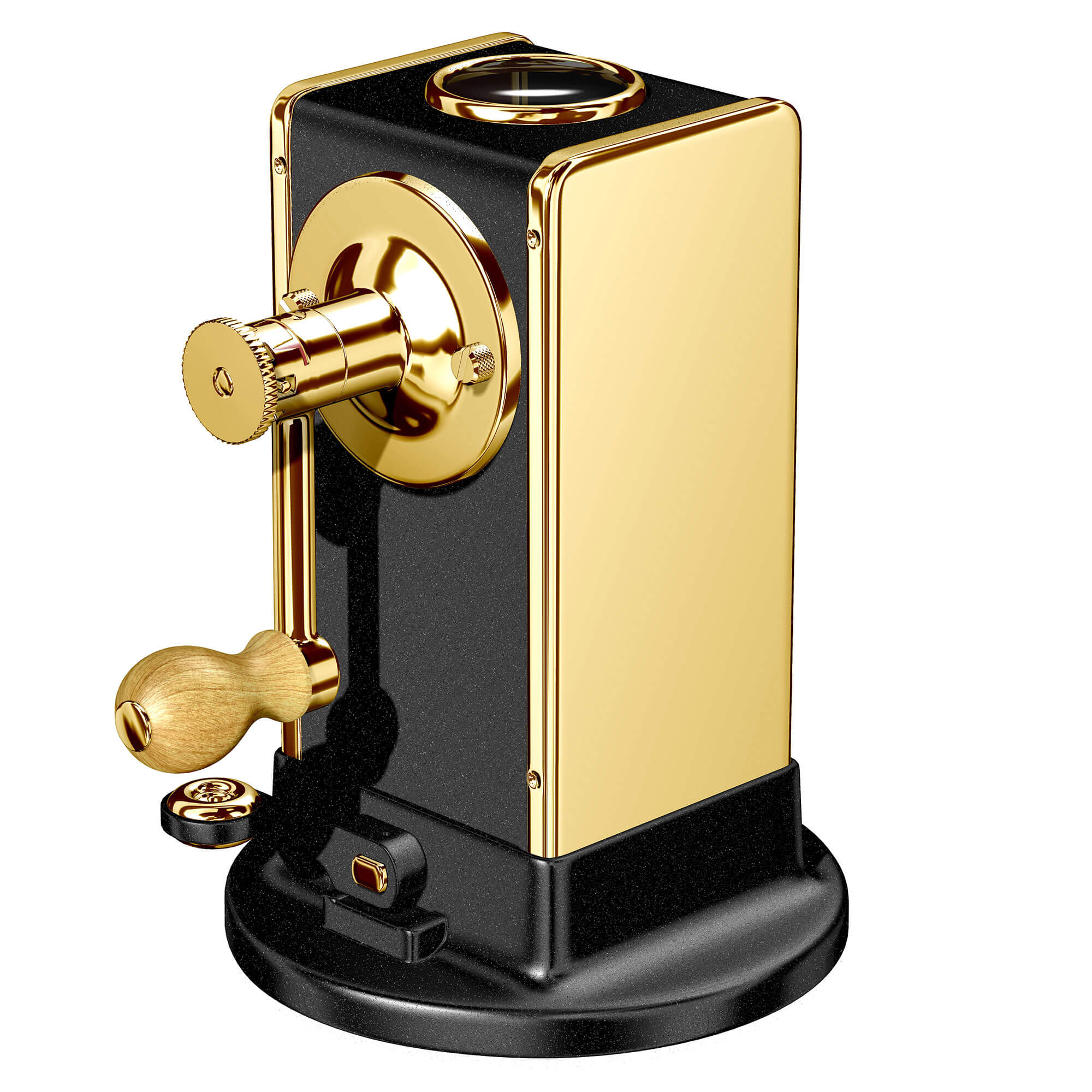 El Casco 23 Kt Gold And Black Pencil Sharpener With Base /side Load
