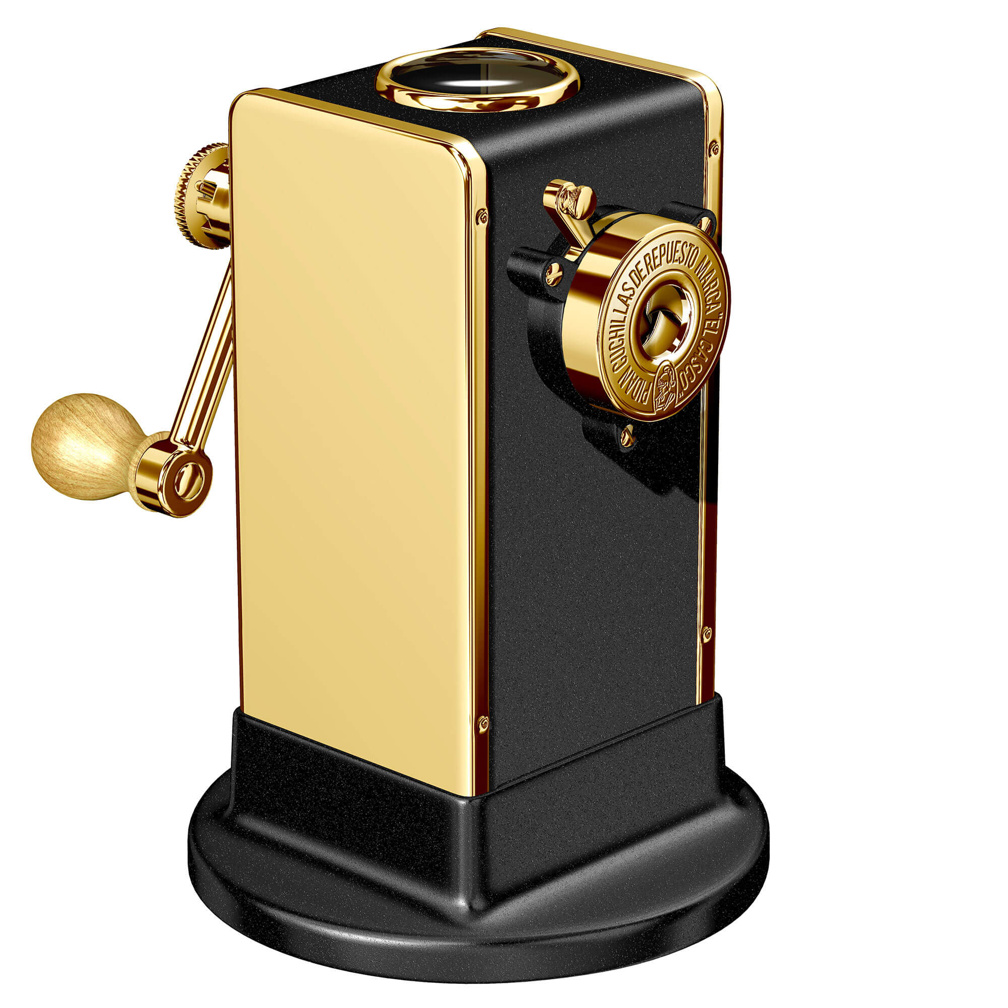 El Casco 23 Kt Gold And Black Pencil Sharpener With Base /side Load