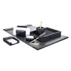 Classic Black Leather 7pc Desk Set, Gold Accent