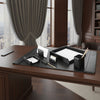 Classic Black Leather 7pc Desk Set, Gold Accent