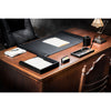 Classic Black Leather 5pc Desk Set, Silver Accent