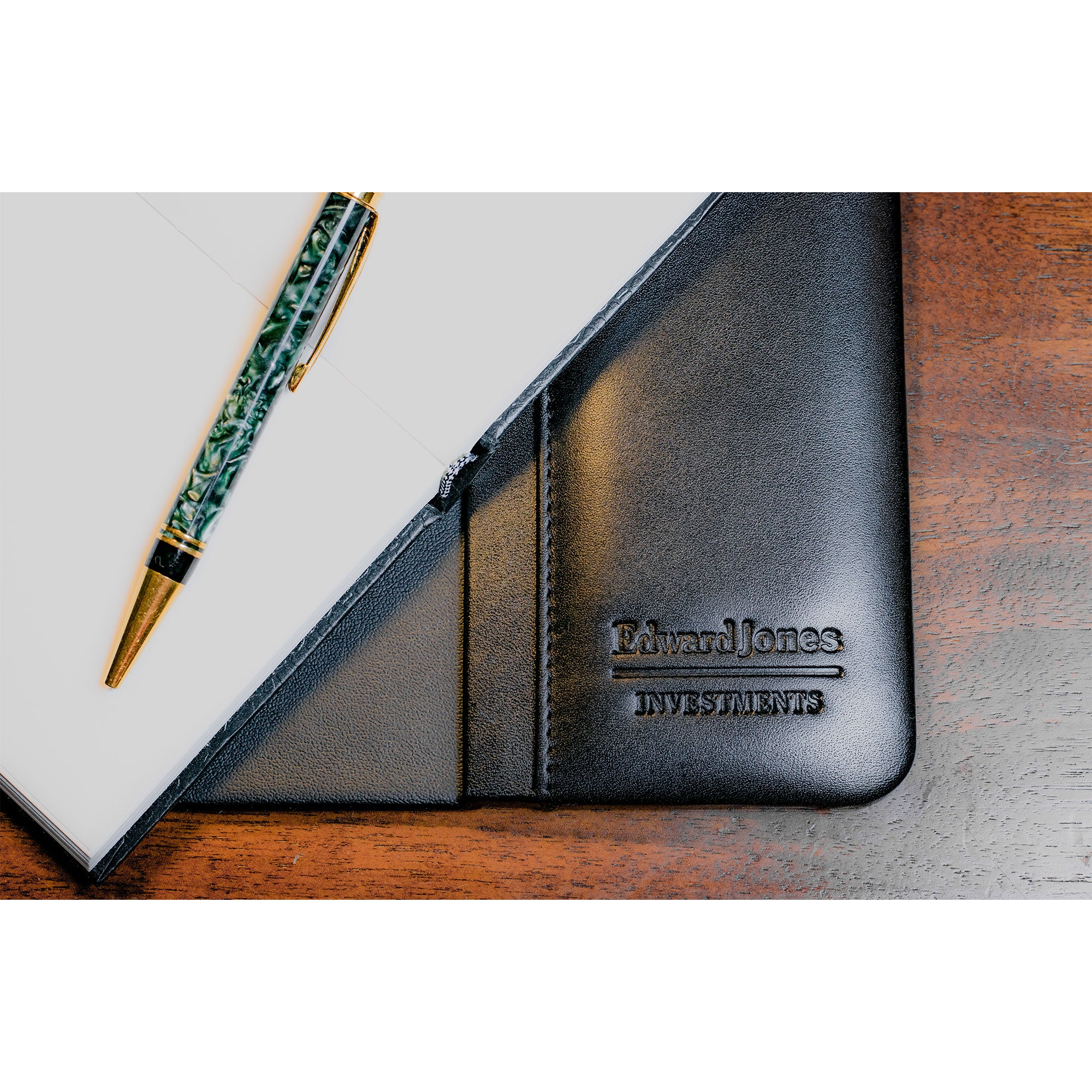 Classic Black Leather 5pc Desk Set, Silver Accent