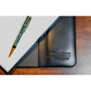 Classic Black Leather 5pc Desk Set, Silver Accent