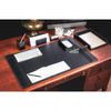 Classic Black Leather 7pc Desk Set, Silver Accent