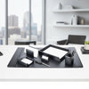 Classic Black Leather 7pc Desk Set, Silver Accent
