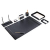 Classic Black Leather 8pc Desk Set, Gold Accent
